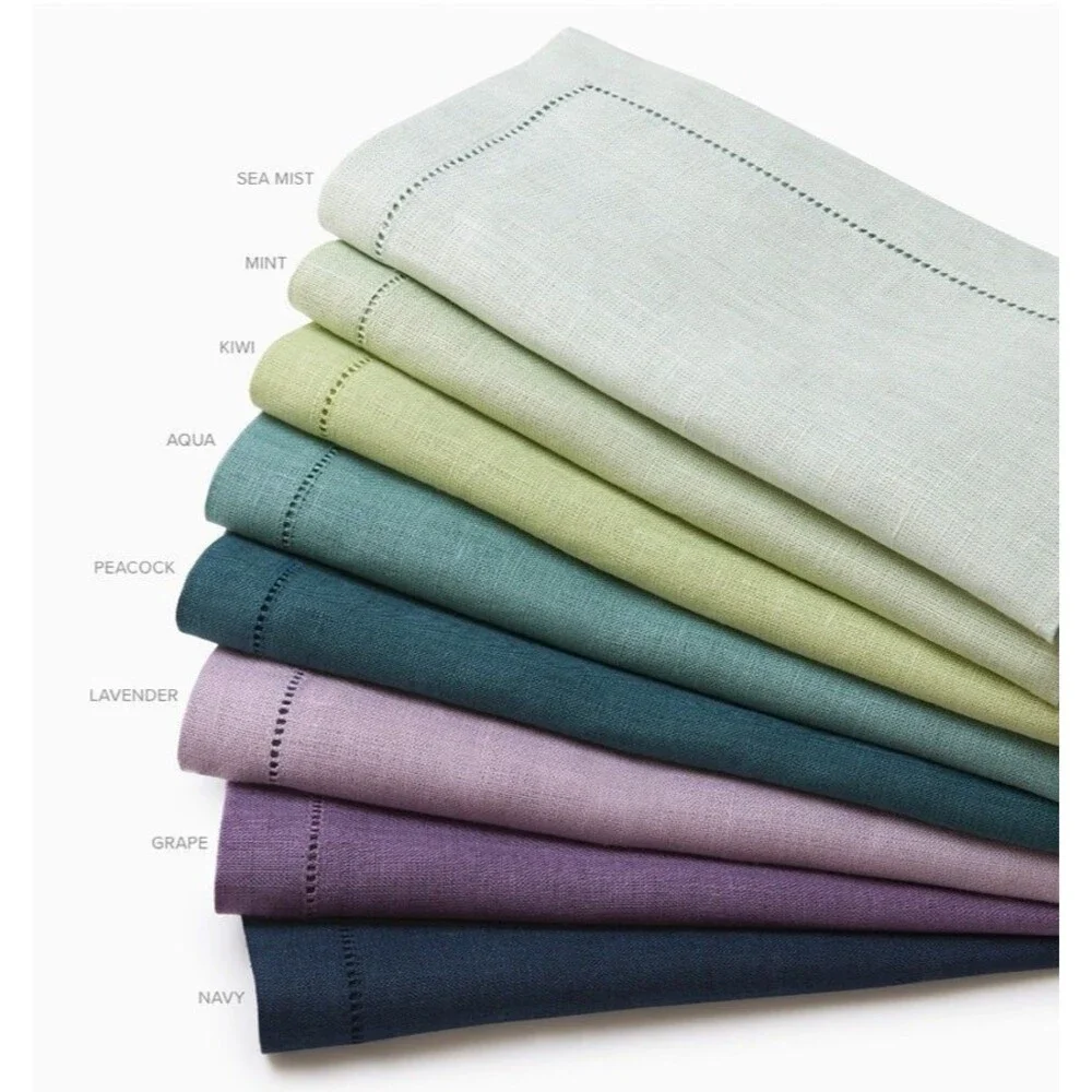 Sferra Festival Rectangle Tablecloth 66x140 Kiwi Linen Hemstitch